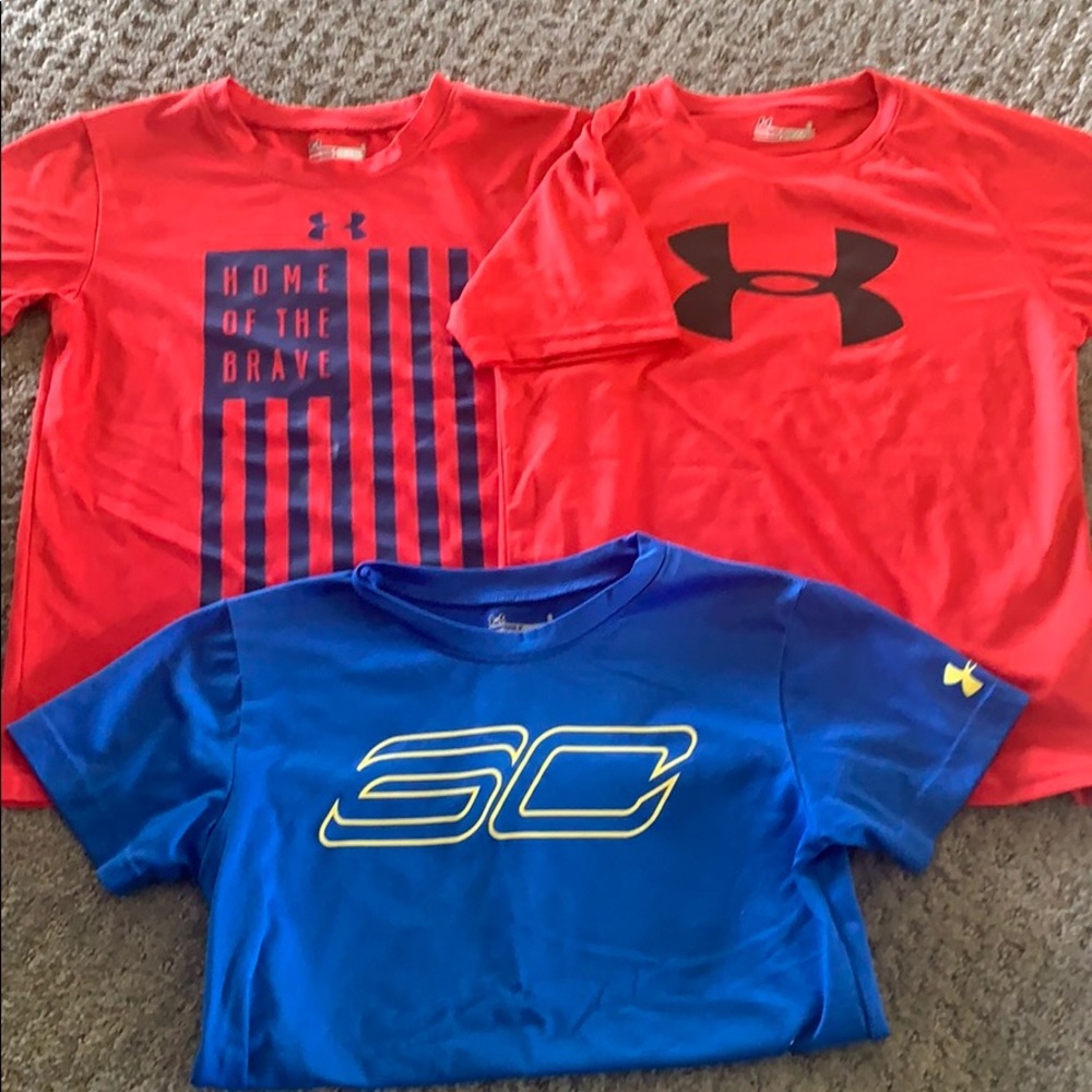 Lot of Boys Size 6 Under Armour shirts